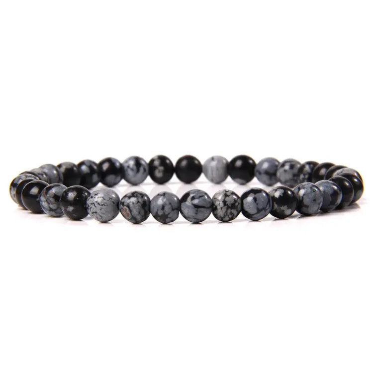 Bracelet Perles Obsidienne Floconneuse