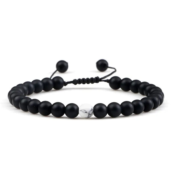 Bracelet Perles Onyx / Howlite