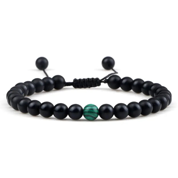Bracelet Perles Onyx / Malachite
