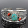 Bracelet Pierre Naturelle Turquoise / Jaspe Rouge Feuilles