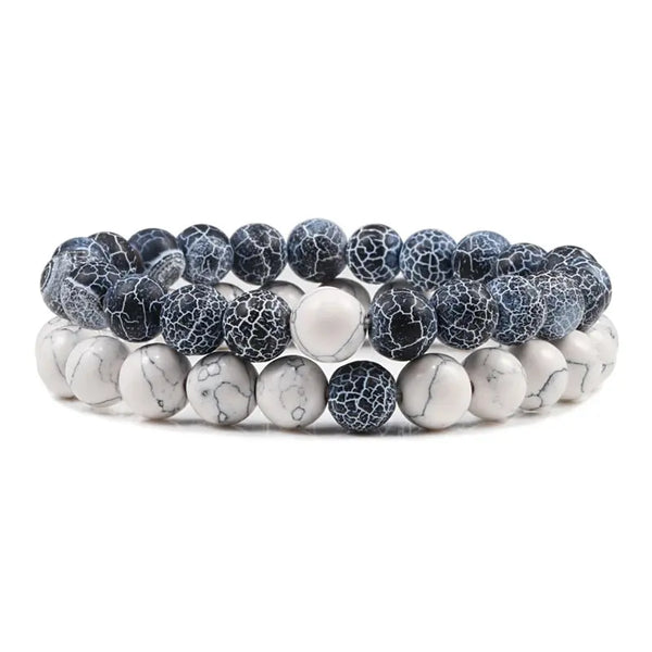 Bracelets Perles Howlite / Jaspe Bleue