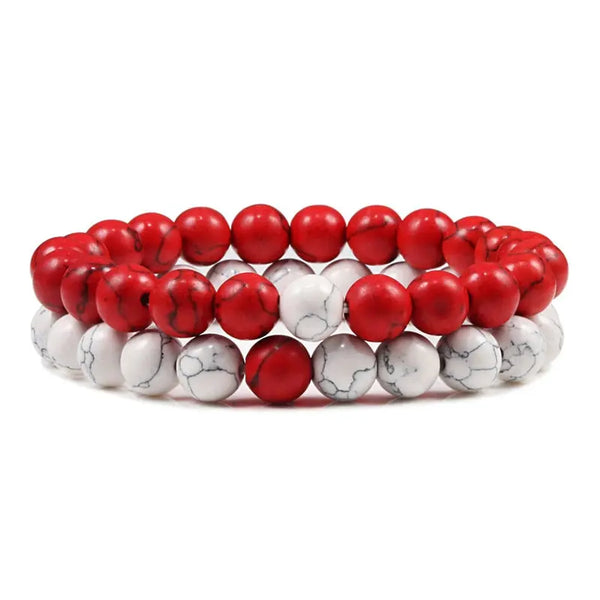 Bracelets Perles Howlite / Jaspe Rouge