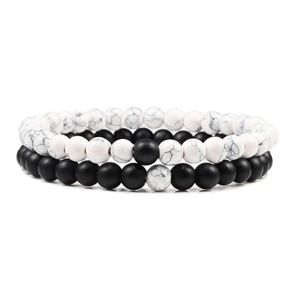 Bracelets Perles Howlite / Obsidienne