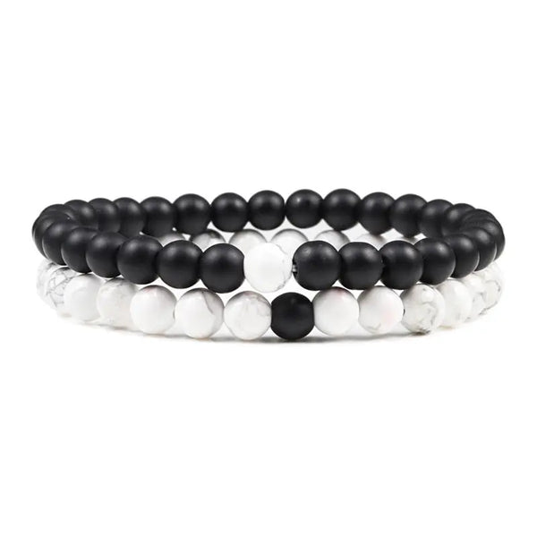 Bracelets Perles Howlite / Onyx