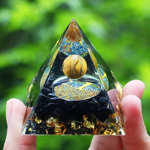 Pyramide Orgonite Obsidienne Noire 5 Cm – Authentique Feng Shui Chakra Reiki, Protection Énergétique & Décoration Spirituelle