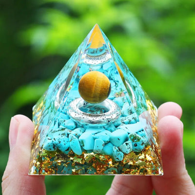 Pyramide Orgonite Turquoise / Ambre