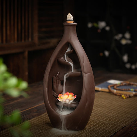 Brûle-parfum céramique cascade d'eau