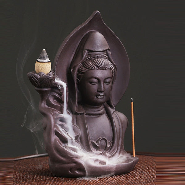 Brûleur d'encens en céramique Lotus de Sable Violet